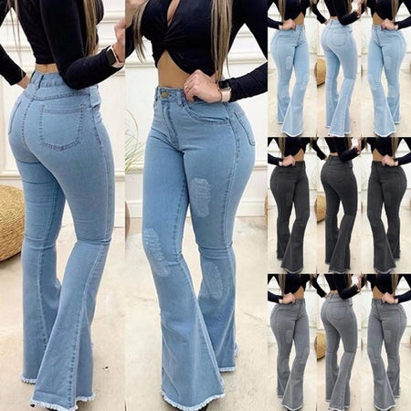 High Waist Slim Flare Pants Size S-3XL
