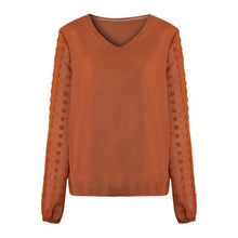 Cargar imagen en el visor de la galería, Lantern Sleeve V Neck Chiffon Blouse