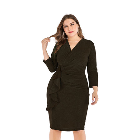 Elegant V-Neck Plus Size Party Dress