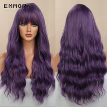 Carica l'immagine nel visualizzatore di Gallery, Emmor Synthetic Wigs Natural Ombre, Brown Wavy Hair Wig for Women Heat Resistant Fiber