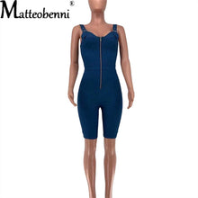 სურათის ჩატვირთვა გალერეის მნახველში, One Piece Adjustable Spaghetti Strap Denim Jumpsuit