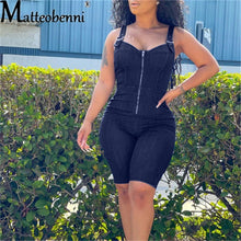 სურათის ჩატვირთვა გალერეის მნახველში, One Piece Adjustable Spaghetti Strap Denim Jumpsuit