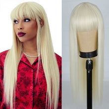 Cargar imagen en el visor de la galería, Heat Resistant Natural Hair Long Straight Wig With Bangs