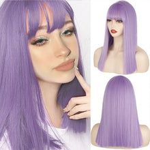 Cargar imagen en el visor de la galería, Heat Resistant Natural Hair Long Straight Wig With Bangs