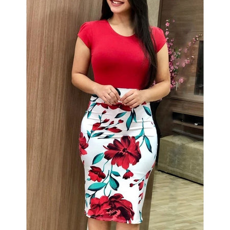 Floral Pencil Evening Dress
