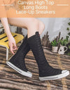 New Spring Canvas High Top Long Boots Lace-Up Sneakers