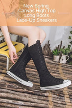 将图片加载到图库查看器，New Spring Canvas High Top Long Boots Lace-Up Sneakers
