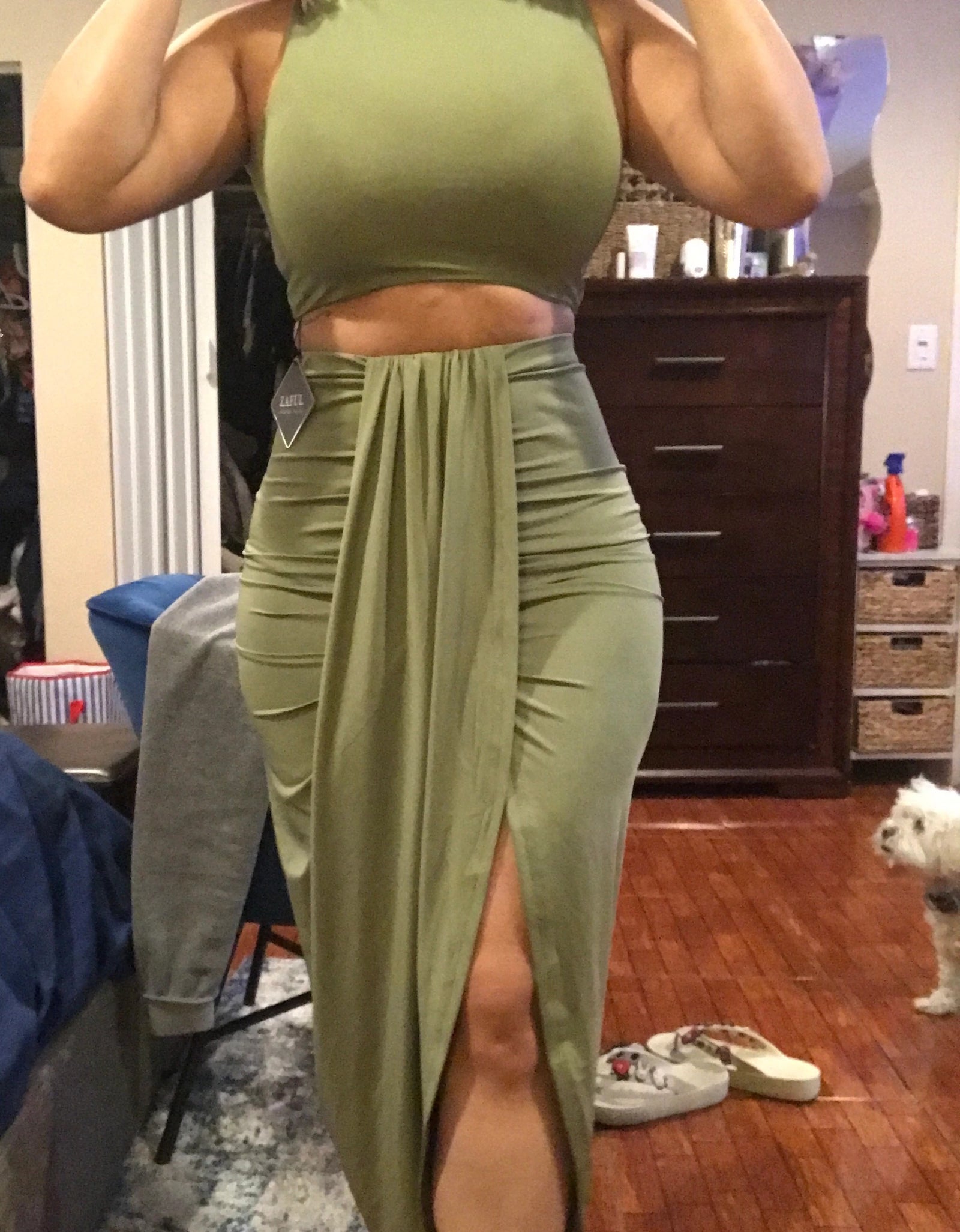 Two Piece Sleeveless Crop Top Summer Skirt