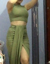 Two Piece Sleeveless Crop Top Summer Skirt