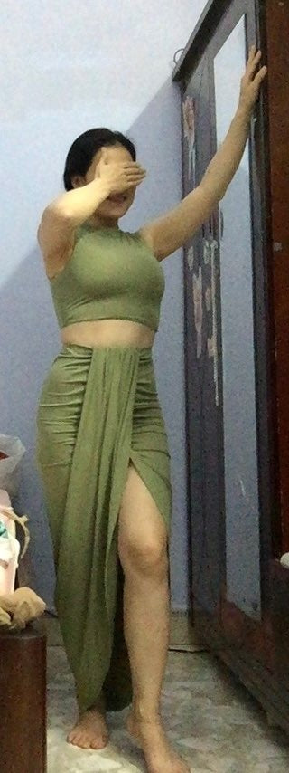 Two Piece Sleeveless Crop Top Summer Skirt