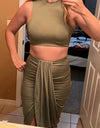 Two Piece Sleeveless Crop Top Summer Skirt
