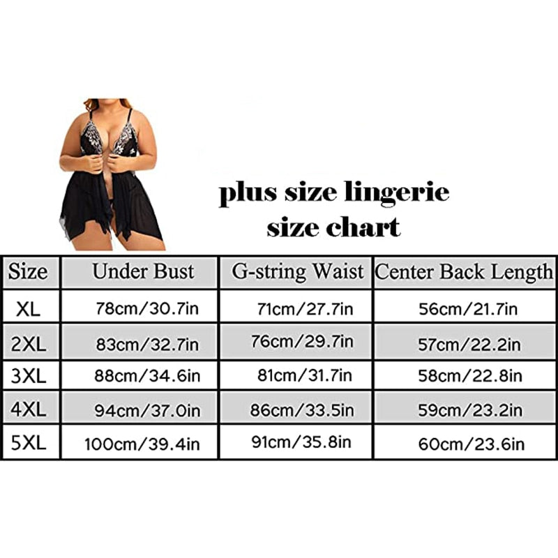 Plus Size Lace Set Chemise Nightgown