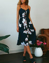Casual Print Sexy Spaghetti Strap V-Neck Sundress