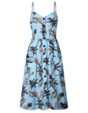 Casual Print Sexy Spaghetti Strap V-Neck Sundress