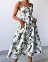 Casual Print Sexy Spaghetti Strap V-Neck Sundress