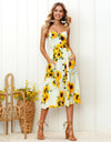 Casual Print Sexy Spaghetti Strap V-Neck Sundress