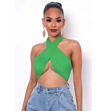 Load image into Gallery viewer, Sleeveless Strappy Cross Over Halter Wrap Crop Top
