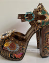 Exotic Embroidery Satin Diamond Flower Summer Sandals