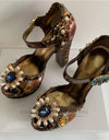 Exotic Embroidery Satin Diamond Flower Summer Sandals