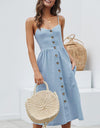 Casual Print Sexy Spaghetti Strap V-Neck Sundress