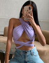 Sleeveless Strappy Cross Over Halter Wrap Crop Top