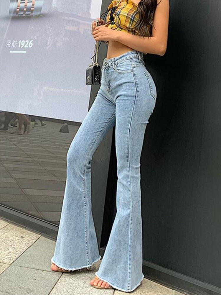 High Waist Stretch Flare Jeans