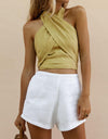 Sleeveless  Criss Cross Summer Halter Neck Top