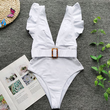 Load image into Gallery viewer, One Piece Flounced Open Back Swimsuit Bikini
