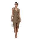 2021 Summer New Casual Purple Chiffon Lace Up Backless Bohemia Split Maxi Sun Dress for Women Pleated Sling Casual Women's Dress