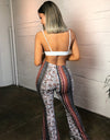 Flared Floral Wide Leg Bell-bottomed Pants