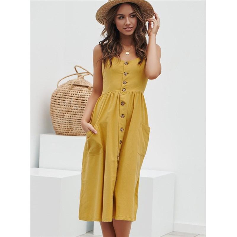 Casual Print Sexy Spaghetti Strap V-Neck Sundress