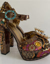 Exotic Embroidery Satin Diamond Flower Summer Sandals
