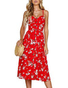 Casual Print Sexy Spaghetti Strap V-Neck Sundress