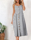 Casual Print Sexy Spaghetti Strap V-Neck Sundress