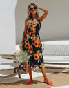 Casual Print Sexy Spaghetti Strap V-Neck Sundress