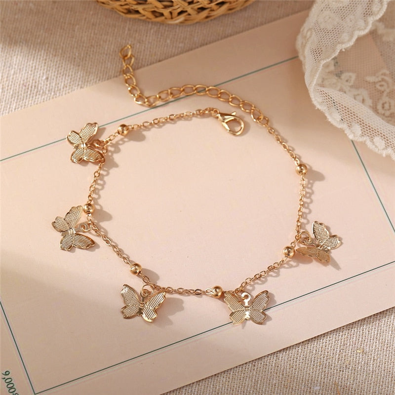 Bohemian Gold Or Silver Butterfly Anklets