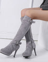 Knee High High Heel Round Toe Boots