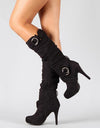 Knee High High Heel Round Toe Boots