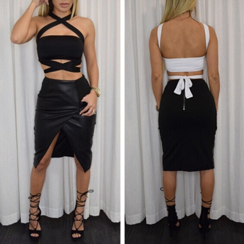 Sexy Criss Cross Halter Bandage Crop Top