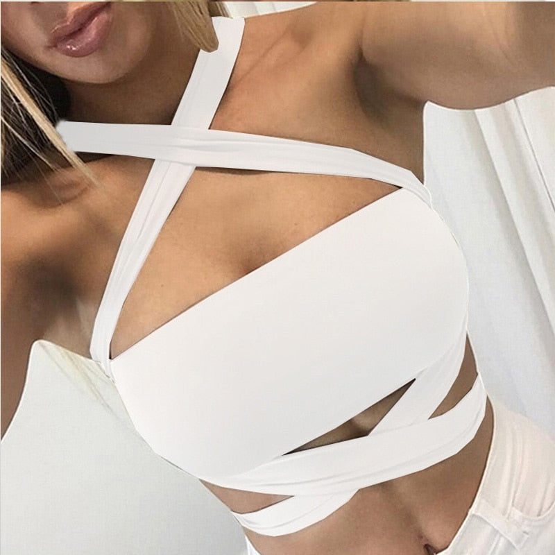 Sexy Criss Cross Halter Bandage Crop Top