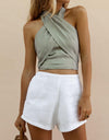 Sleeveless  Criss Cross Summer Halter Neck Top