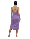 2021 Summer New Casual Purple Chiffon Lace Up Backless Bohemia Split Maxi Sun Dress for Women Pleated Sling Casual Women's Dress