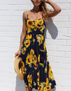 Casual Print Sexy Spaghetti Strap V-Neck Sundress