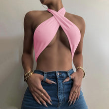 Load image into Gallery viewer, Sleeveless Strappy Cross Over Halter Wrap Crop Top
