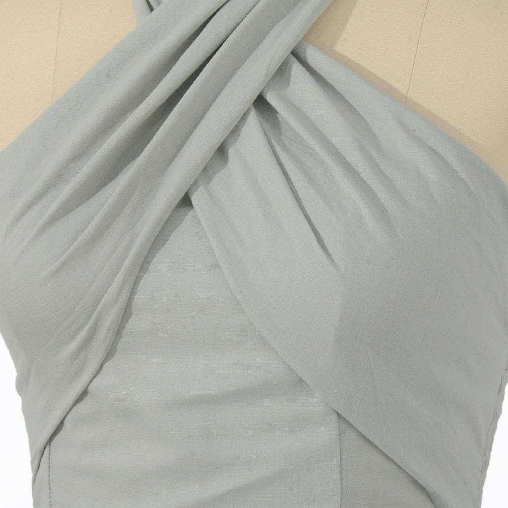 Sleeveless  Criss Cross Summer Halter Neck Top