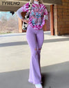 High Waist Flared  Stretch Jeans
