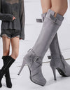 Knee High High Heel Round Toe Boots