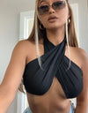Sleeveless Strappy Cross Over Halter Wrap Crop Top