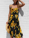 Casual Print Sexy Spaghetti Strap V-Neck Sundress