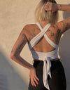 Sleeveless Strappy Cross Over Halter Wrap Crop Top